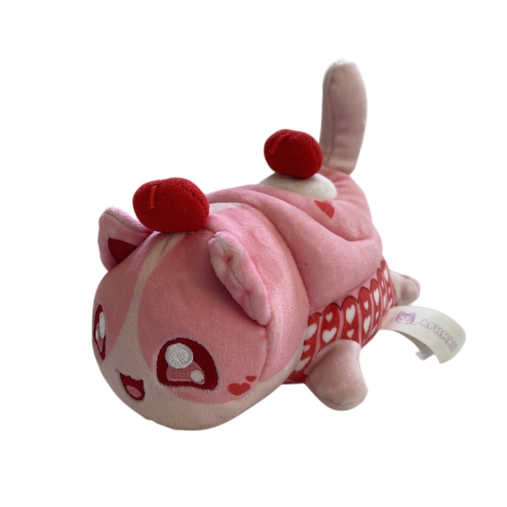 Aphmau Strawberry Shortcake Cat Plush 6 Inch 2022 Pink Hearts Bonkers Toys